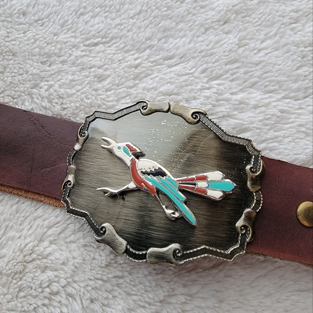 Vintage Roadrunner Adjustable 40 Inch Leather Belt